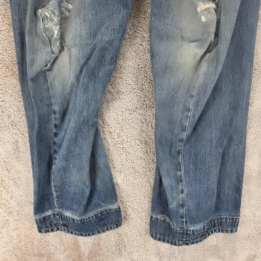 VTG Levis Engineered Jeans Men 34x32 Blue Thrashed Destroyed Twisted Buckle Back